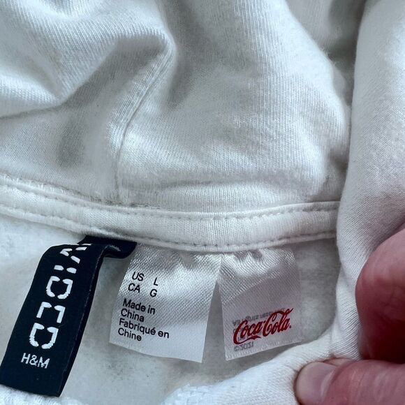 Coca Cola Cropped Pastel Sweatshirt Hoodie with puffy sleeves SZ L - Picture 5 of 7